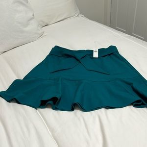 Banana Republic NWT teal green flutter mini skirt w/waist tie-size-12